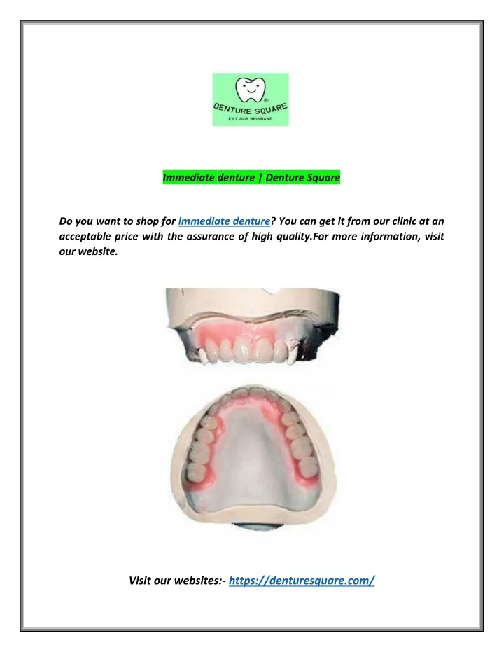 immediate denture denture square