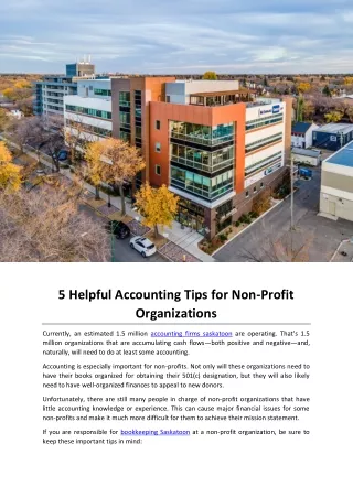 5 Helpful Accounting Tips for Non-Profit Organizations