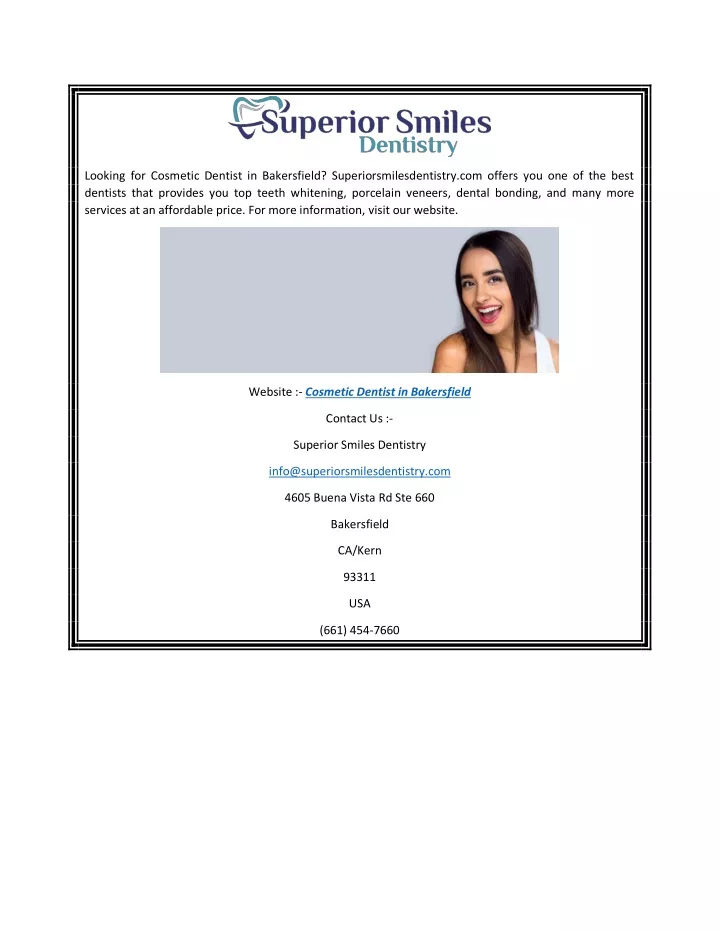 looking for cosmetic dentist in bakersfield