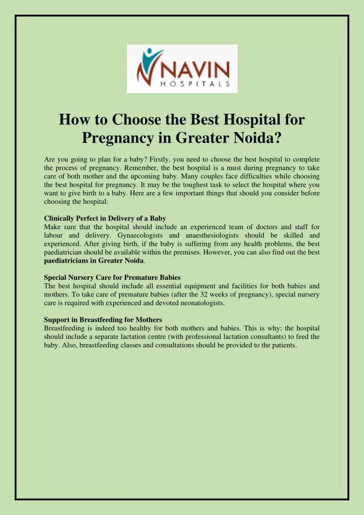 how to choose the best hospital for pregnancy