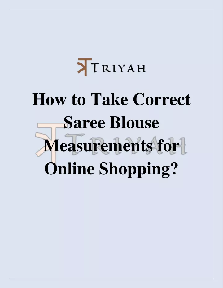 how to take correct saree blouse measurements