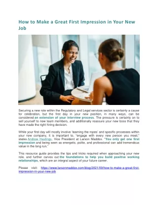 how to make a great first impression in your