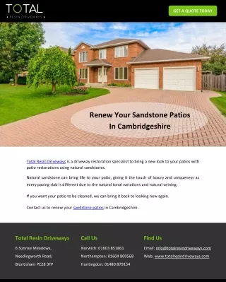 Renew Your Sandstone Patios In Cambridgeshire