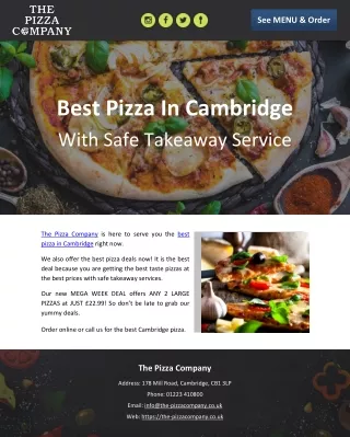 Best Pizza In Cambridge With Safe Takeaway Service