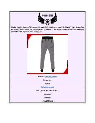 Trousers for Men  Wings.com.pk