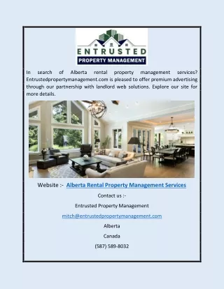 Alberta Rental Property Management Services | Entrustedpropertymanagement.com