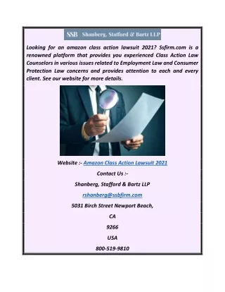 Amazon Class Action Lawsuit 2021  Ssfirm.com