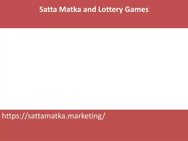 satta matka and lottery games