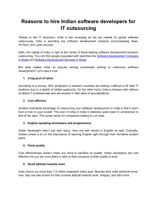 reasons to hire indian software developers
