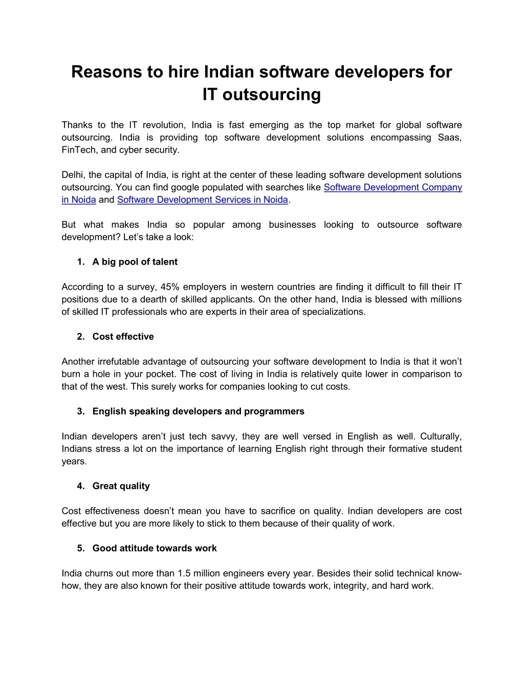 PPT - Reasons to hire Indian software developers for IT outsourcing ...
