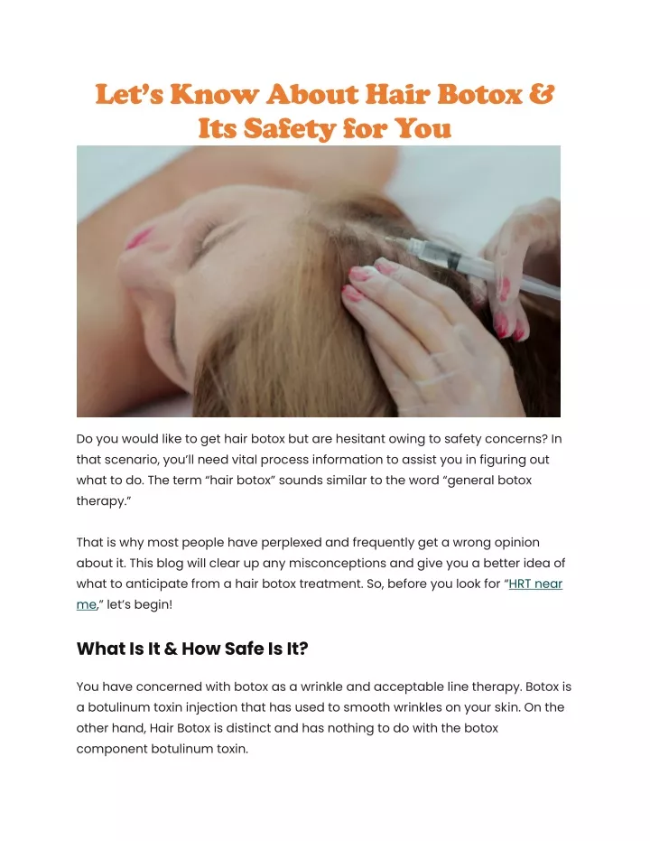 let s know about hair botox its safety for you