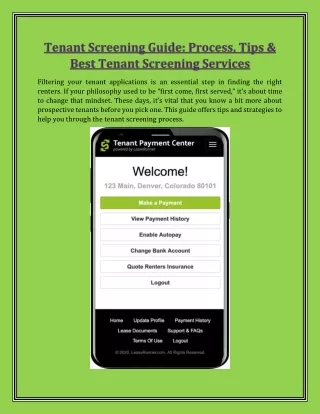 Tenant Screening Guide Process- Tips and Best Tenant Screening Services