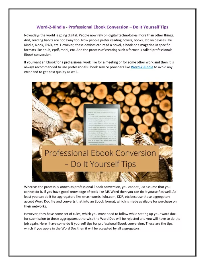 word 2 kindle professional ebook conversion
