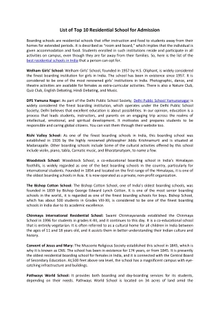 Why Residential School is Preferred for Education?