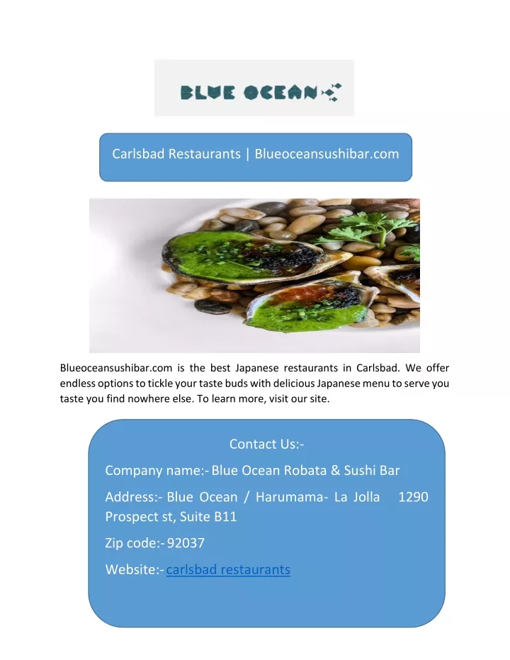 carlsbad restaurants blueoceansushibar com