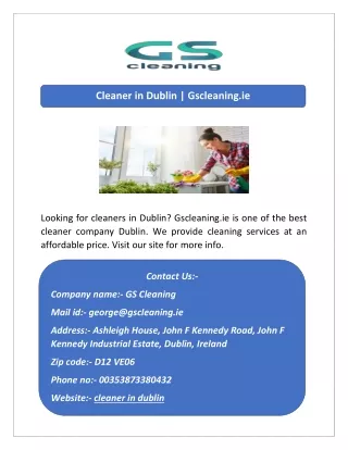 cleaner in dublin gscleaning ie