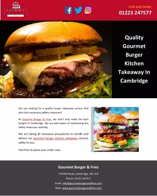 Quality Gourmet Burger Kitchen Takeaway In Cambridge