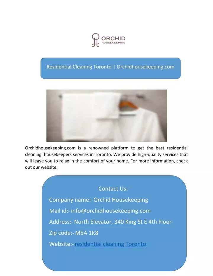 residential cleaning toronto orchidhousekeeping