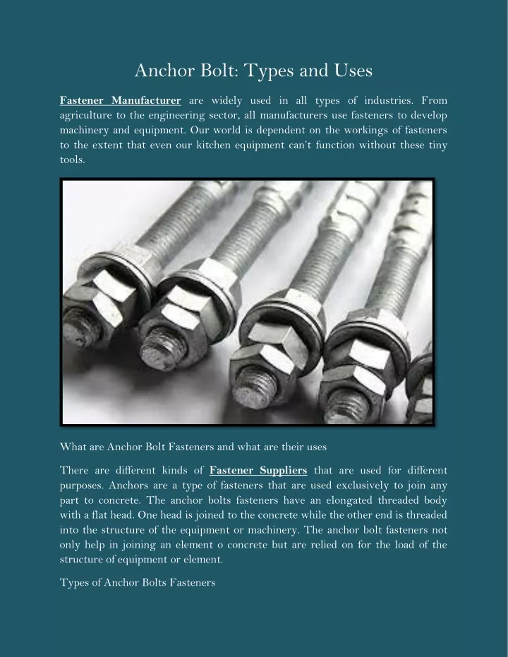 anchor bolt types and uses