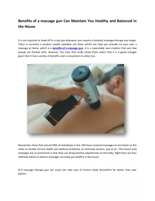 Benefits of a massage gun Can Maintain You Healthy and Balanced in the House