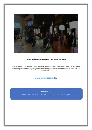 Indoor Golf Course Green Bay | Nextgengolfgb.com
