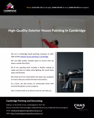 High-Quality Exterior House Painting In Cambridge