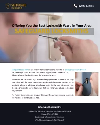 Offering You the Best Locksmith Ware in Your Area