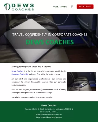 TRAVEL CONFIDENTLY IN CORPORATE COACHES