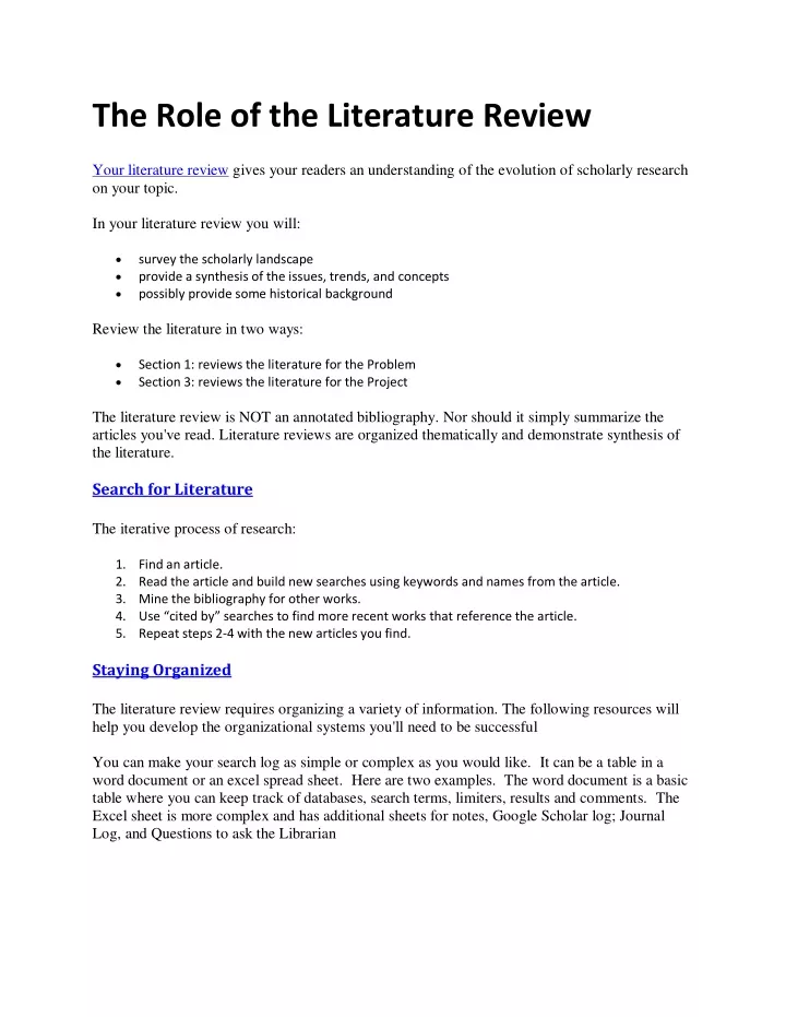 the role of the literature review