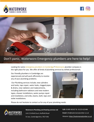 Don’t panic, Waterworx Emergency plumbers are here to help!