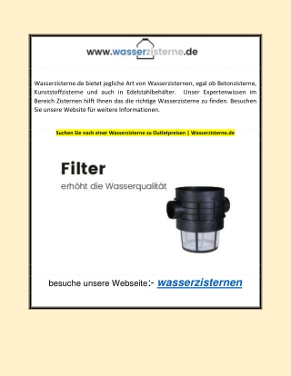 Suchen Sie nach einer Wasserzisterne zu Outletpreisen | Wasserzisterne.de