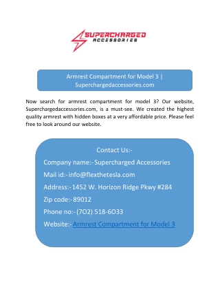 armrest compartment for model