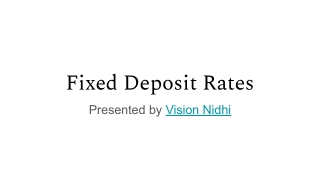 Fixed Deposit Rates