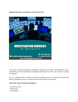 malaysia detectives the expert to find