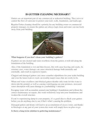Is Gutter Cleaning Necessary