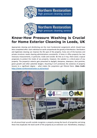 Know-How Pressure Washing is Crucial for Home Exterior Cleaning in Leeds, UK