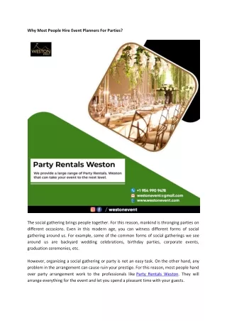 Why Most People Hire Event Planners For Parties?