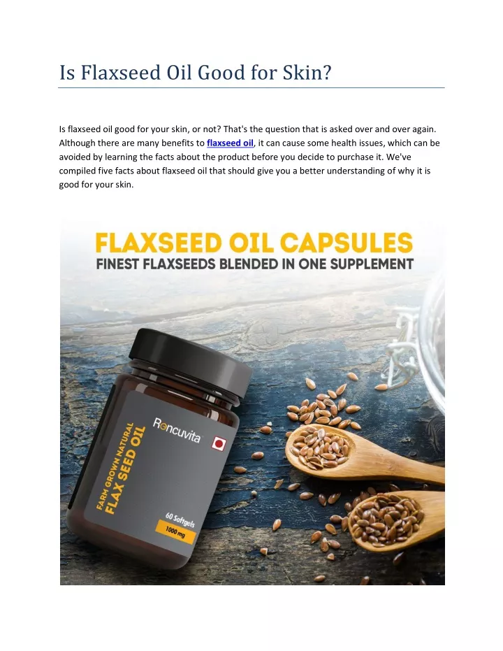 is flaxseed oil good for skin