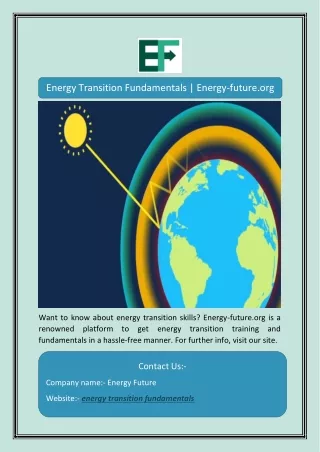 Energy Transition Fundamentals | Energy-future.org