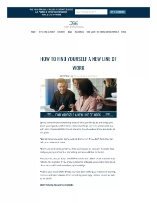 How to Find Yourself a New Line of Work || John Spencer Ellis