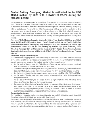 global battery swapping market is estimated