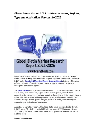 global biotin market 2021 by manufacturers