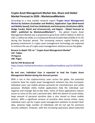 Crypto Asset Management Market Size, Share and Global Market Forecast to 2026  MarketsandMarkets