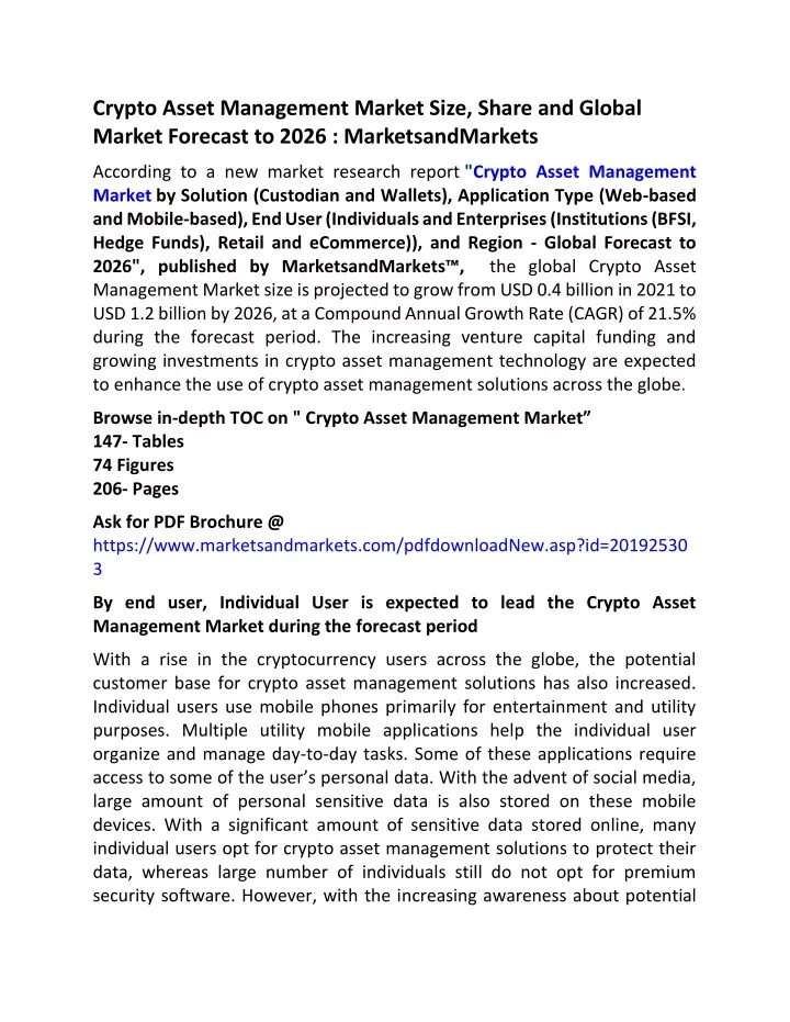 crypto asset management market size share