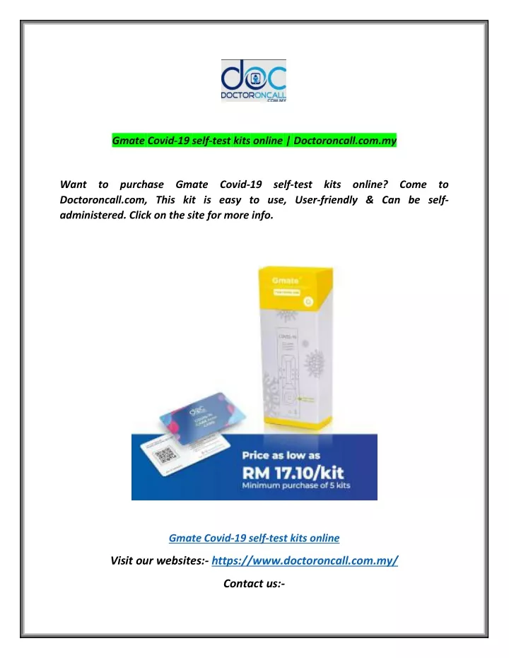 gmate covid 19 self test kits online doctoroncall