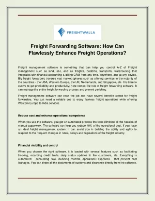 freight forwarding software how can flawlessly