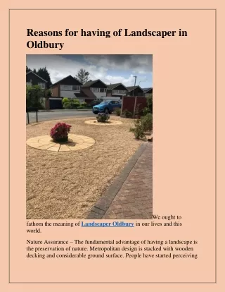 reasons for having of landscaper in oldbury