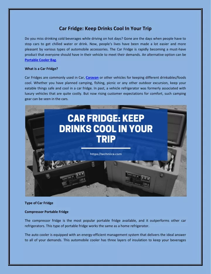 car fridge keep drinks cool in your trip