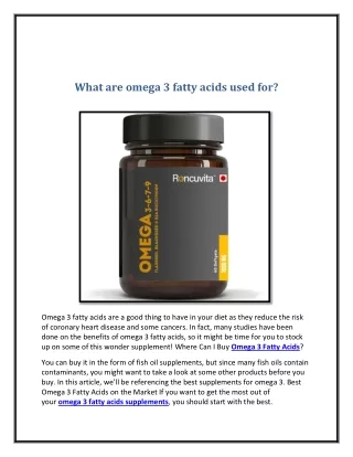 what are omega 3 fatty acids used for