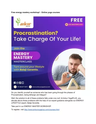 Free energy mastery workshop! - Online yoga courses